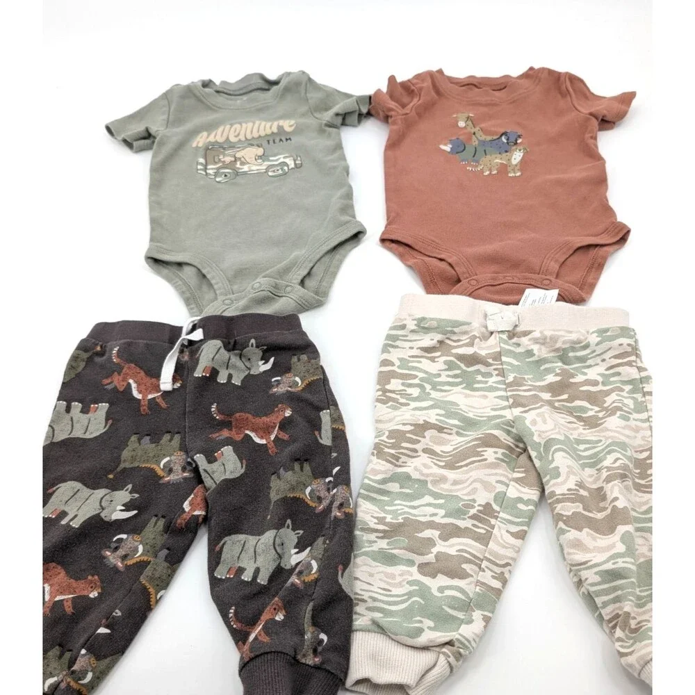 3-12 Month Baby Lot Carters Teddy Bear Yoda Sweatsuit One Piece Pants Set 8 Pc